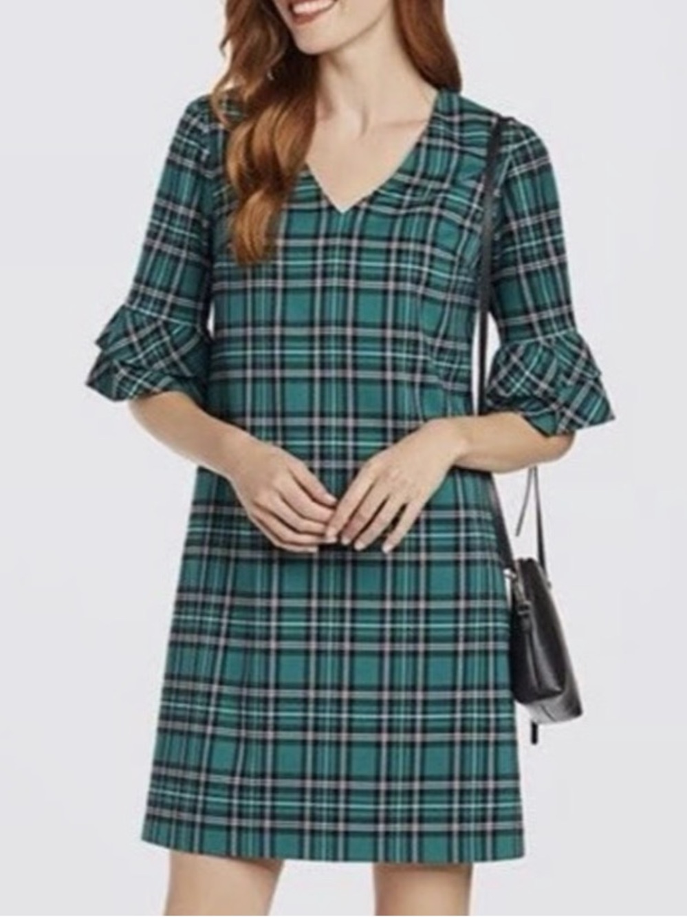 Draper James Angie  Plaid V-Neck Mini Dress